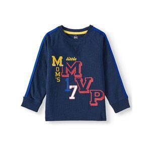 Wonder Nation Toddlers Blue Long-Sleeve Crew Neck Graphic T-Shirt Size 2T